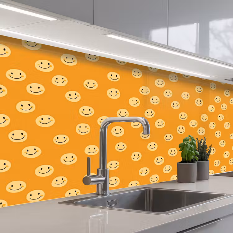 Smileys - Retro - Heel keuken achterwand 2 middel 871 -3d_schuin
