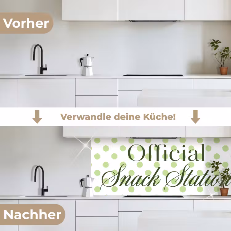 Snack Station - Groen - Stippen keuken achterwand 2 middel -voor-na_DE
