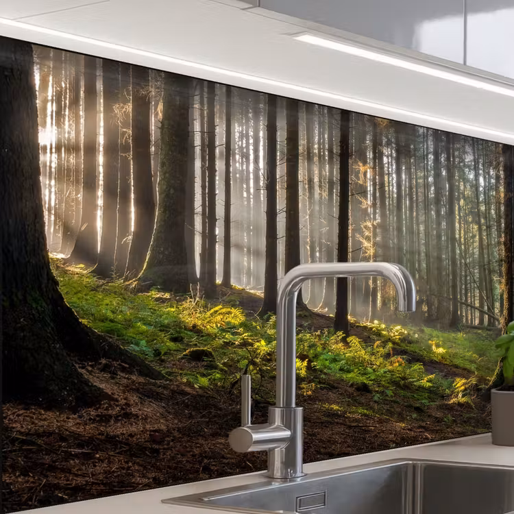 Zon - Takken - Bomen - Bos - Natuur keuken achterwand sample klein -zzzz3d_schuin