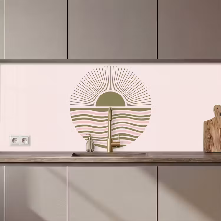 Zon - Zee - Abstract - Modern - Roze keuken achterwand 2 middel zz_3dshopping