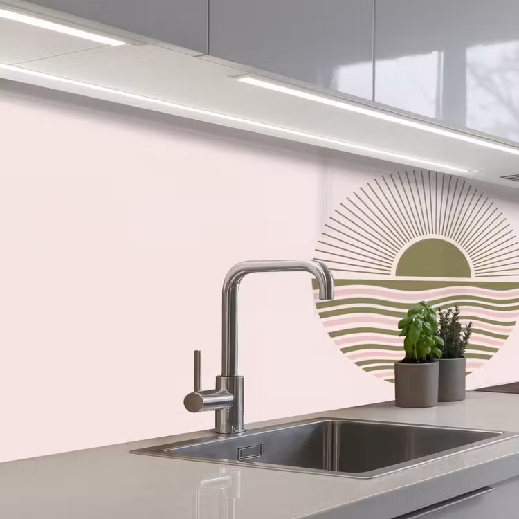 Zon - Zee - Abstract - Modern - Roze keuken achterwand 2 middel -3d_schuin