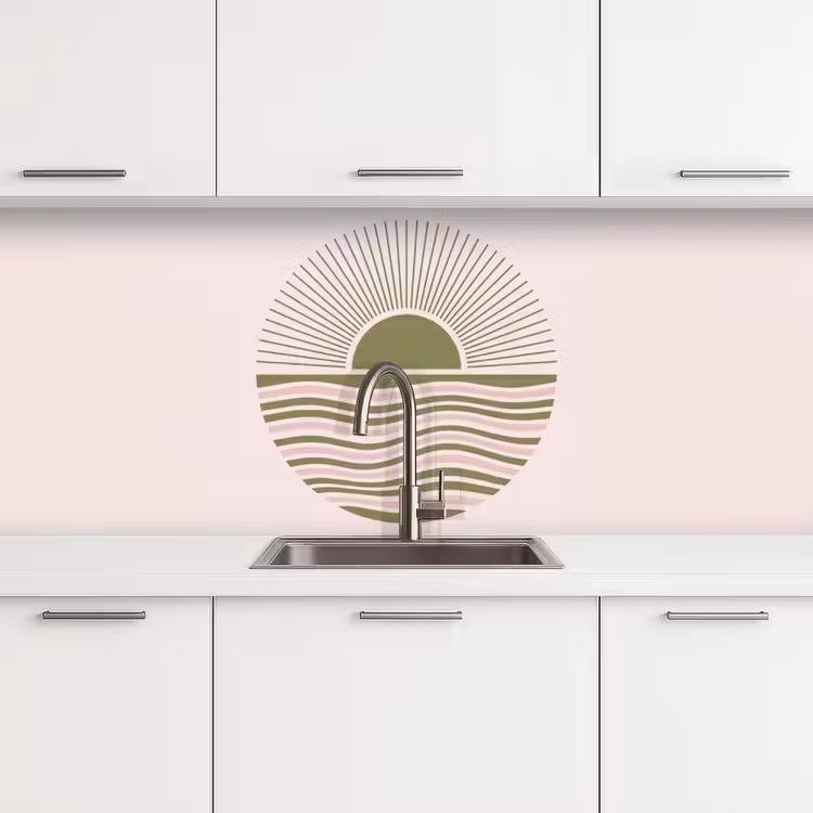 Zon - Zee - Abstract - Modern - Roze keuken achterwand 2 middel -3d