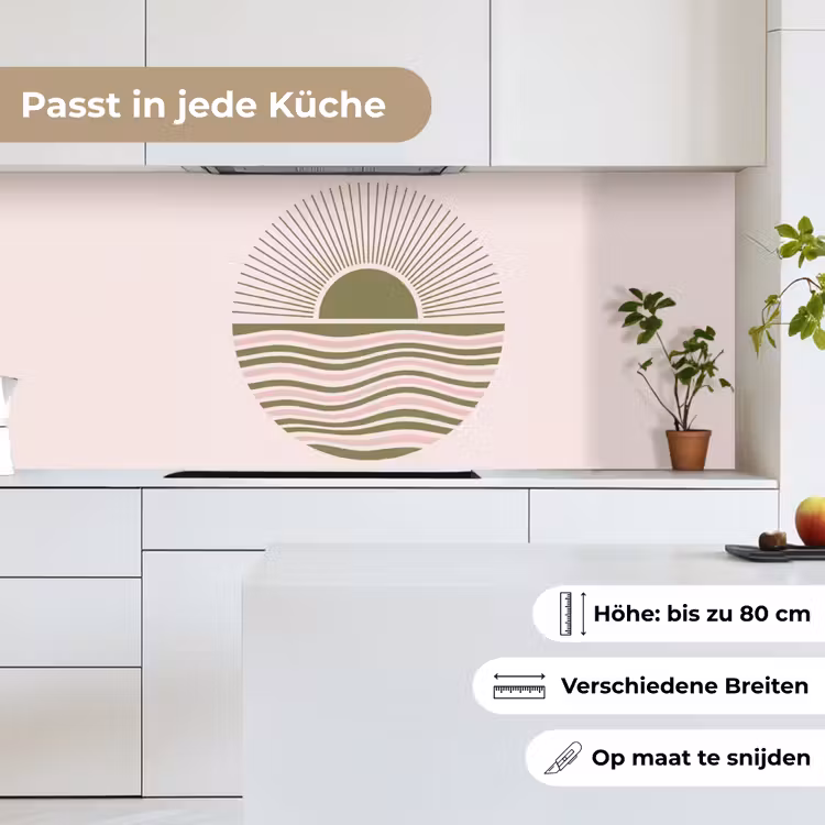 Zon - Zee - Abstract - Modern - Roze keuken achterwand 2 middel -sfeer4_DE