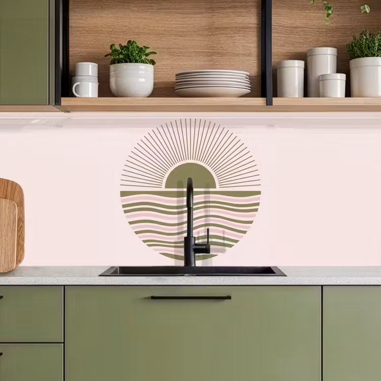 Zon - Zee - Abstract - Modern - Roze keuken achterwand 2 middel -sfeer3