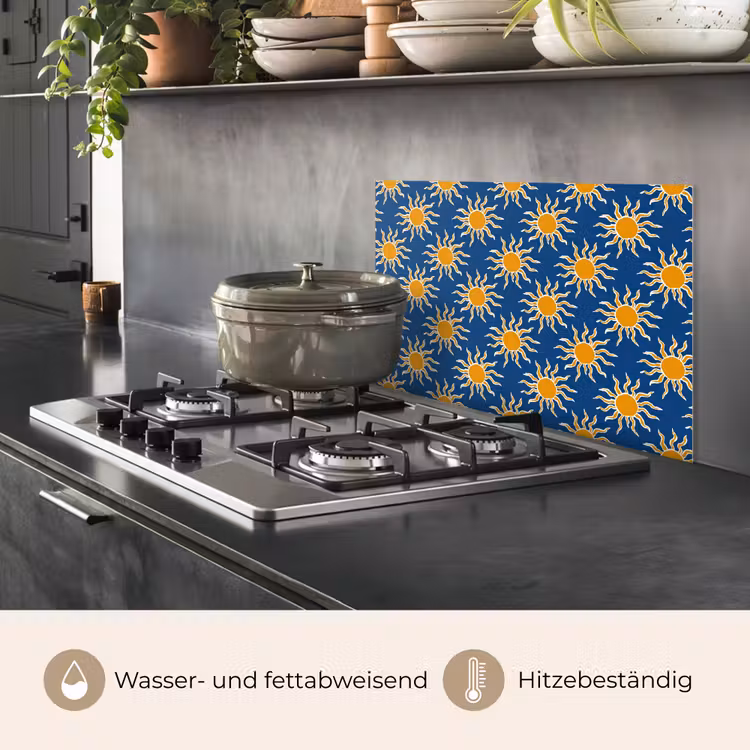 Zon - Patroon - Blauw keuken achterwand spatscherm klein 900 -usp_DE