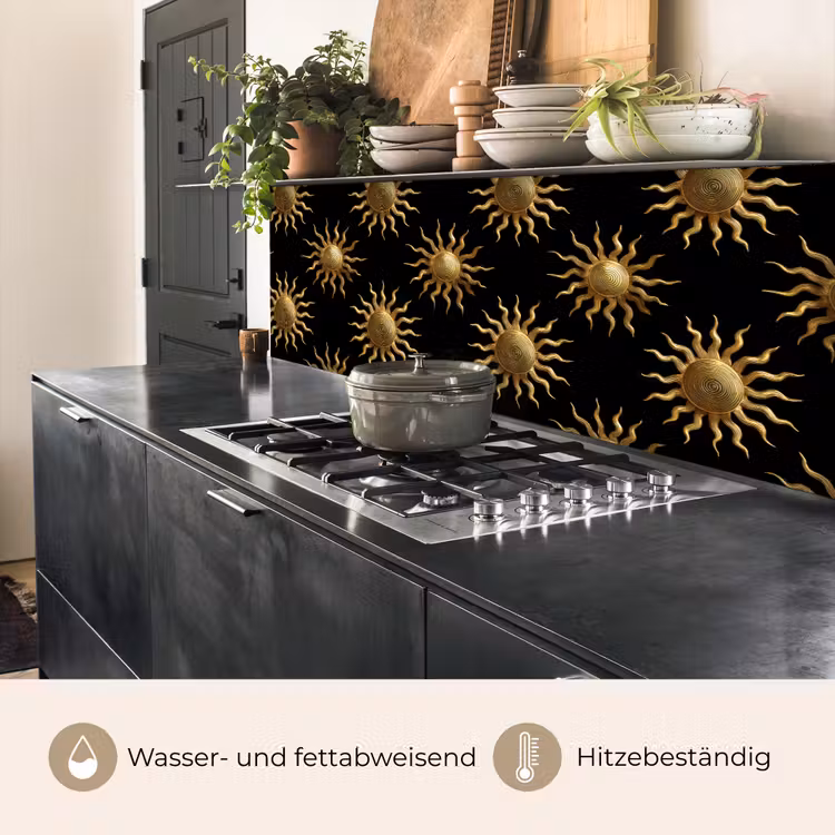 Zon - Patroon - Luxe - Goud - Zwart keuken achterwand 2 middel 871 -usp_DE