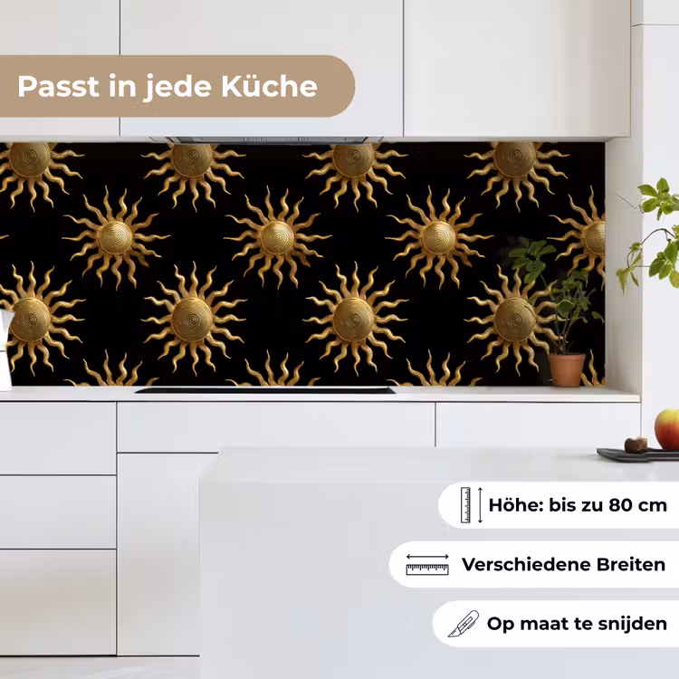 Zon - Patroon - Luxe - Goud - Zwart keuken achterwand 2 middel 871 -sfeer4_DE