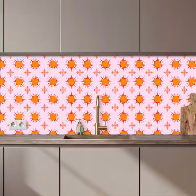 Zon - Patroon - Roze keuken achterwand 2 middel 871 zz_3dshopping