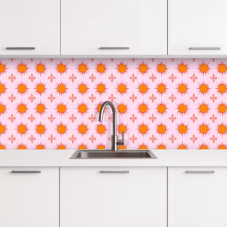 Zon - Patroon - Roze keuken achterwand 2 middel 871 -3d