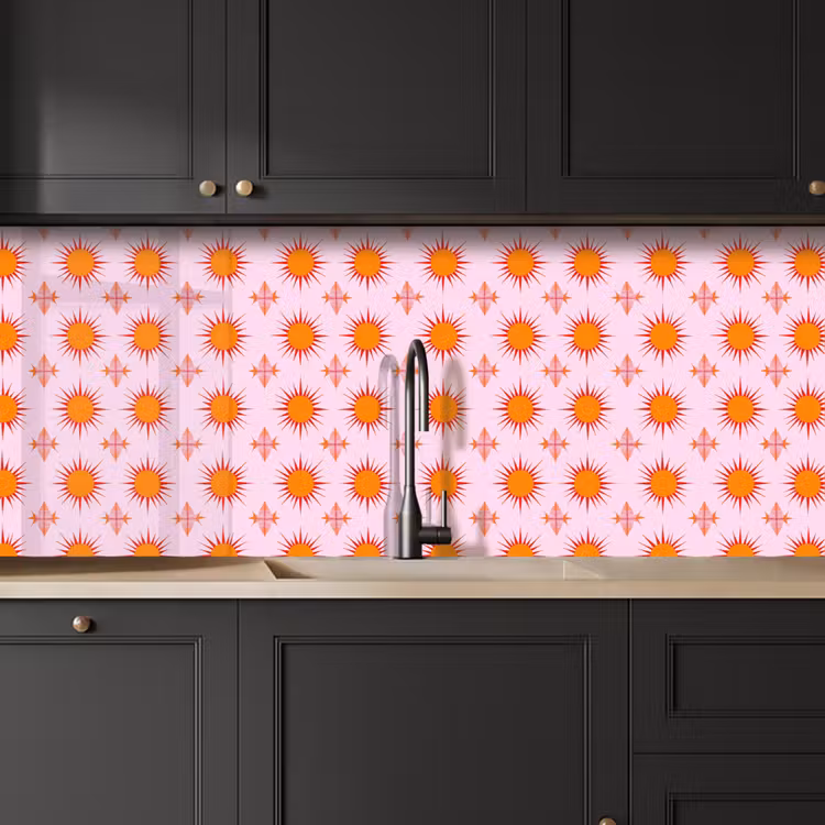 Zon - Patroon - Roze keuken achterwand 2 middel 871 -sfeer1
