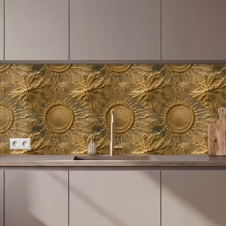 Zon - Reliëf - Antiek - Goud keuken achterwand 2 middel 871 zz_3dshopping