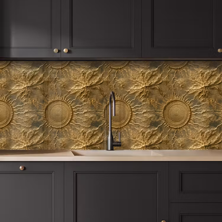 Zon - Reliëf - Antiek - Goud keuken achterwand 2 middel 871 -sfeer1