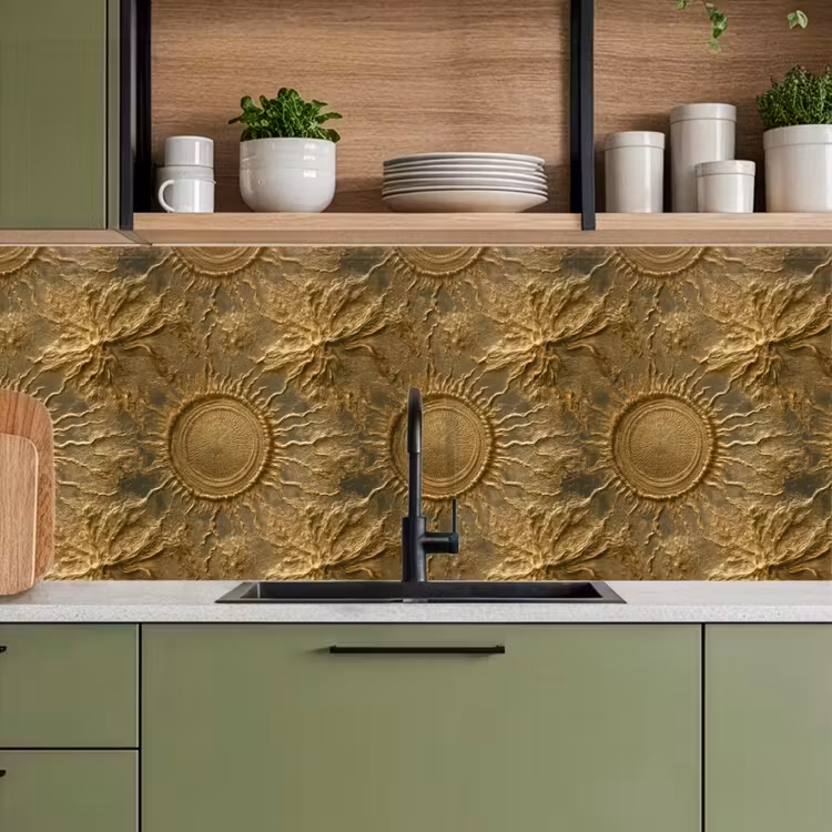 Zon - Reliëf - Antiek - Goud keuken achterwand 2 middel 871 -sfeer3