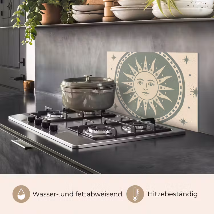 Zon - Sterren - Astrologie - Vintage - Groen keuken achterwand spatscherm klein -usp_DE