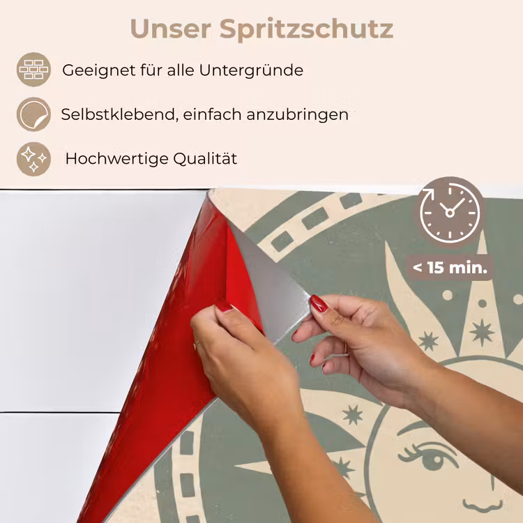 Zon - Sterren - Astrologie - Vintage - Groen keuken achterwand spatscherm klein -spatscherm_DE