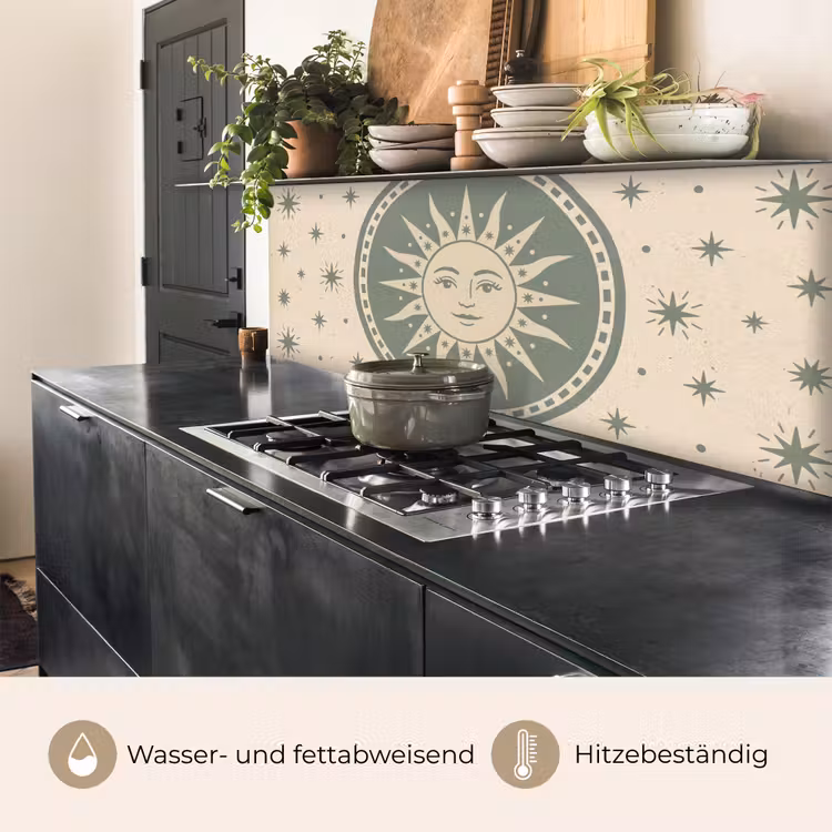 Zon - Sterren - Astrologie - Vintage - Groen keuken achterwand 2 middel -usp_DE