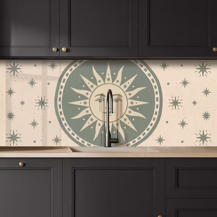 Zon - Sterren - Astrologie - Vintage - Groen keuken achterwand 2 middel -sfeer1