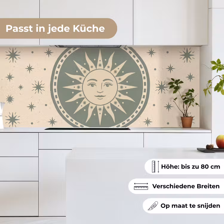 Zon - Sterren - Astrologie - Vintage - Groen keuken achterwand 2 middel -sfeer4_DE