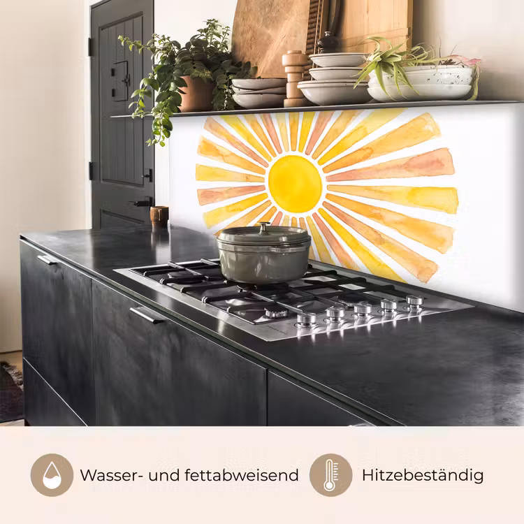 Zon - Stralen - Aquarel - Geel - Abstract keuken achterwand 2 middel -usp_DE