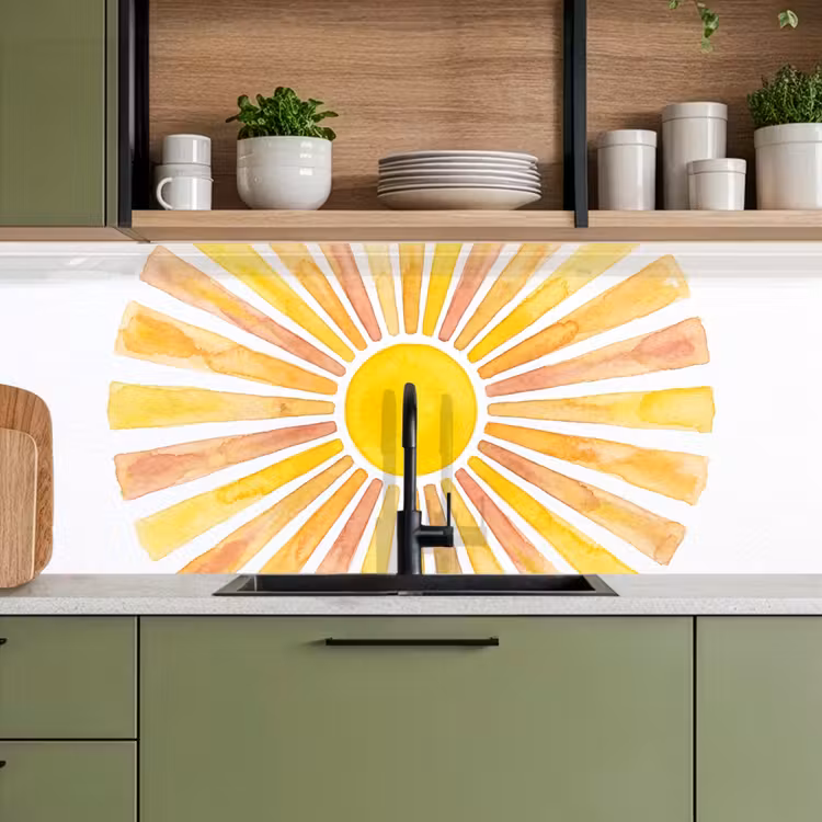 Zon - Stralen - Aquarel - Geel - Abstract keuken achterwand 2 middel -sfeer3