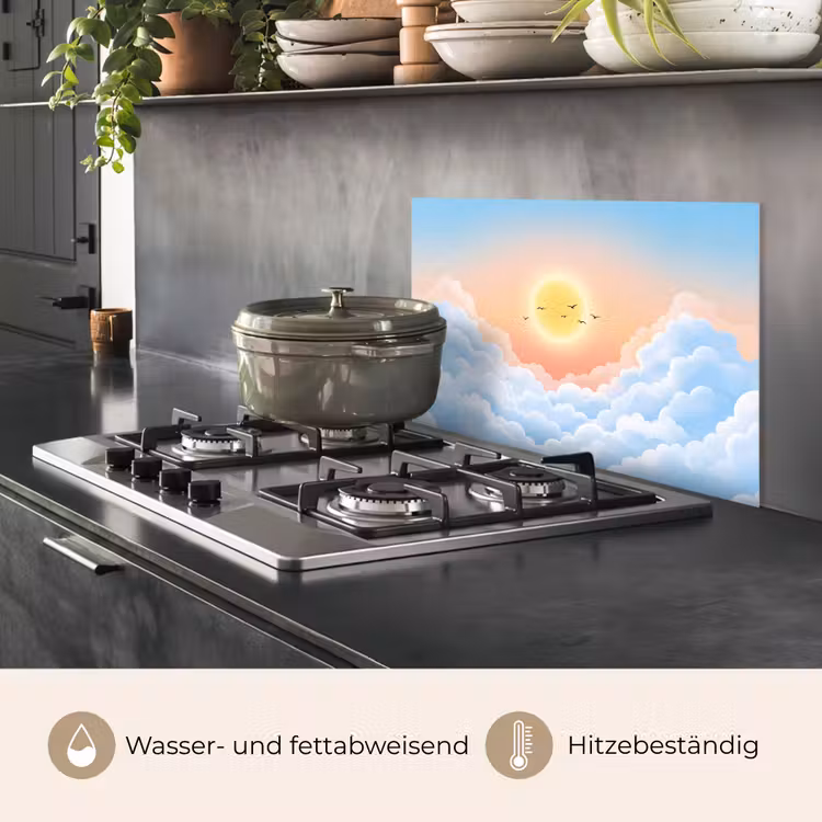 Zon - Vogels - Lucht - Natuur - Geel keuken achterwand spatscherm klein -usp_DE