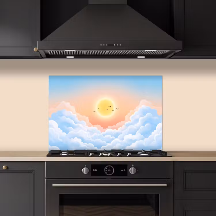 Zon - Vogels - Lucht - Natuur - Geel keuken achterwand spatscherm klein -sfeer1