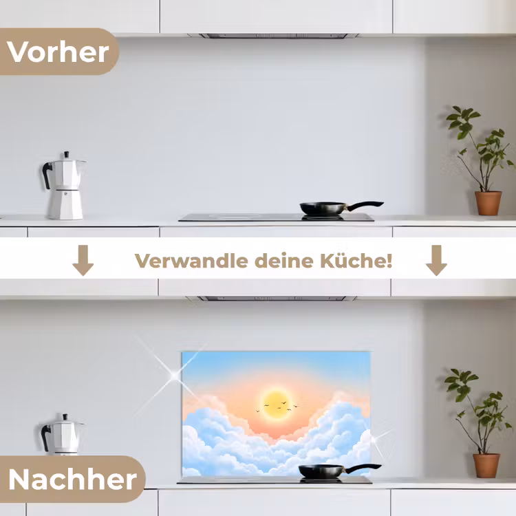 Zon - Vogels - Lucht - Natuur - Geel keuken achterwand spatscherm klein -voor_na_DE