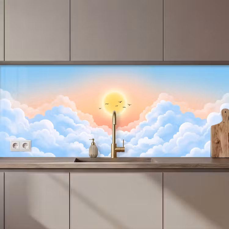 Zon - Vogels - Lucht - Natuur - Geel keuken achterwand 2 middel zz_3dshopping