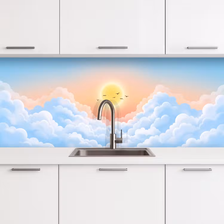 Zon - Vogels - Lucht - Natuur - Geel keuken achterwand 2 middel -3d