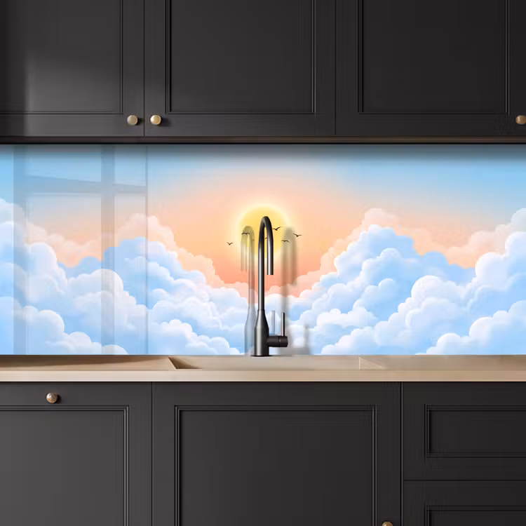 Zon - Vogels - Lucht - Natuur - Geel keuken achterwand 2 middel -sfeer1