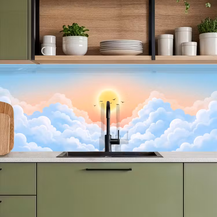 Zon - Vogels - Lucht - Natuur - Geel keuken achterwand 2 middel -sfeer3