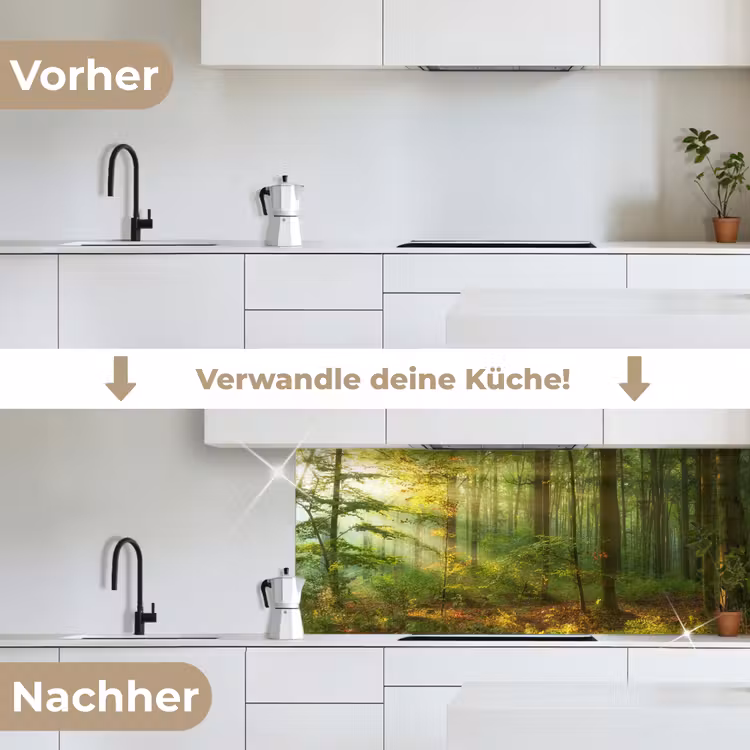 Zon - Bos - Bomen - Natuur - Herfst keuken achterwand 2 middel -voor-na_DE