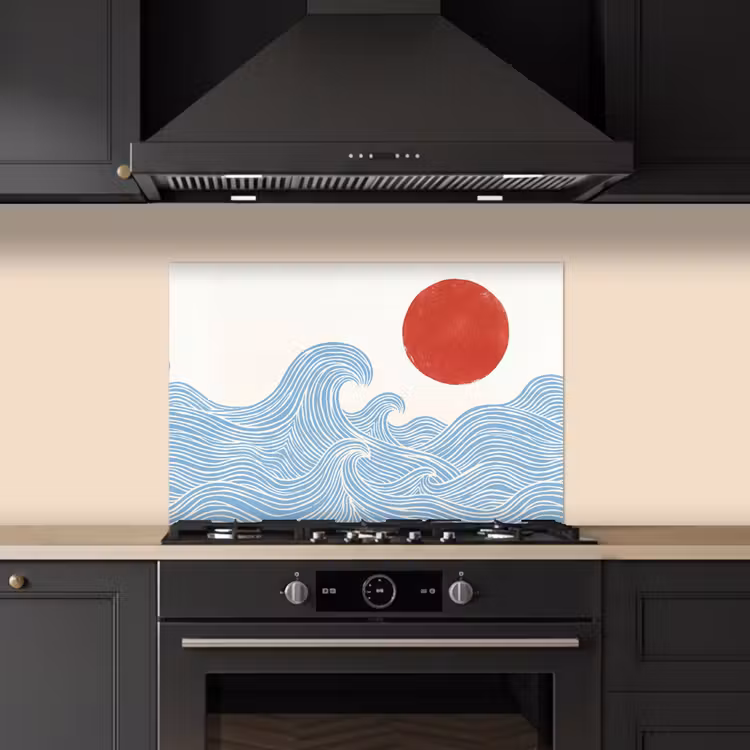 Zon - Golven - Oceaan - Abstract - Rood keuken achterwand spatscherm klein -sfeer1