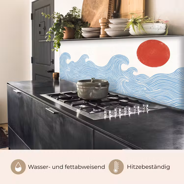 Zon - Golven - Oceaan - Abstract - Rood keuken achterwand 2 middel -usp_DE