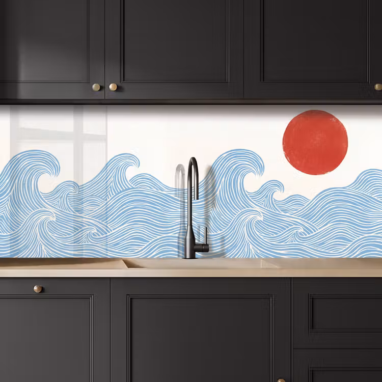 Zon - Golven - Oceaan - Abstract - Rood keuken achterwand 2 middel -sfeer1