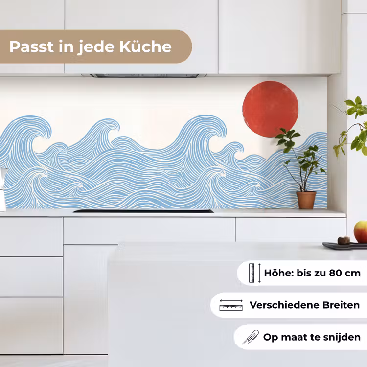 Zon - Golven - Oceaan - Abstract - Rood keuken achterwand 2 middel -sfeer4_DE