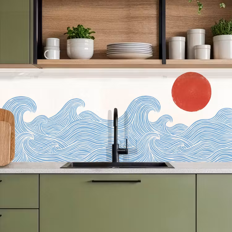 Zon - Golven - Oceaan - Abstract - Rood keuken achterwand 2 middel -sfeer3