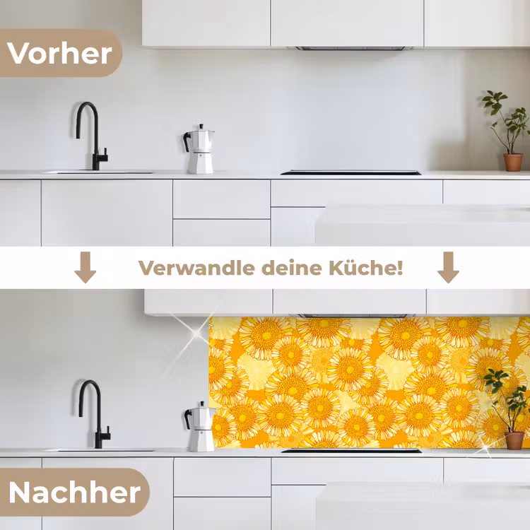 Zonnebloem - Zomer - Patronen - Bloemen keuken achterwand 2 middel 871 -voor-na_DE