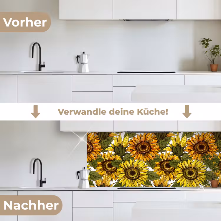 Zonnebloem - Vintage - Design keuken achterwand 2 middel 871 -voor-na_DE