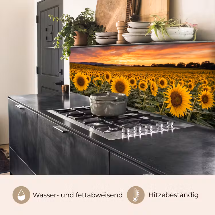 Zonnebloemen - Heuvellandschap - Geel keuken achterwand 2 middel -usp_DE