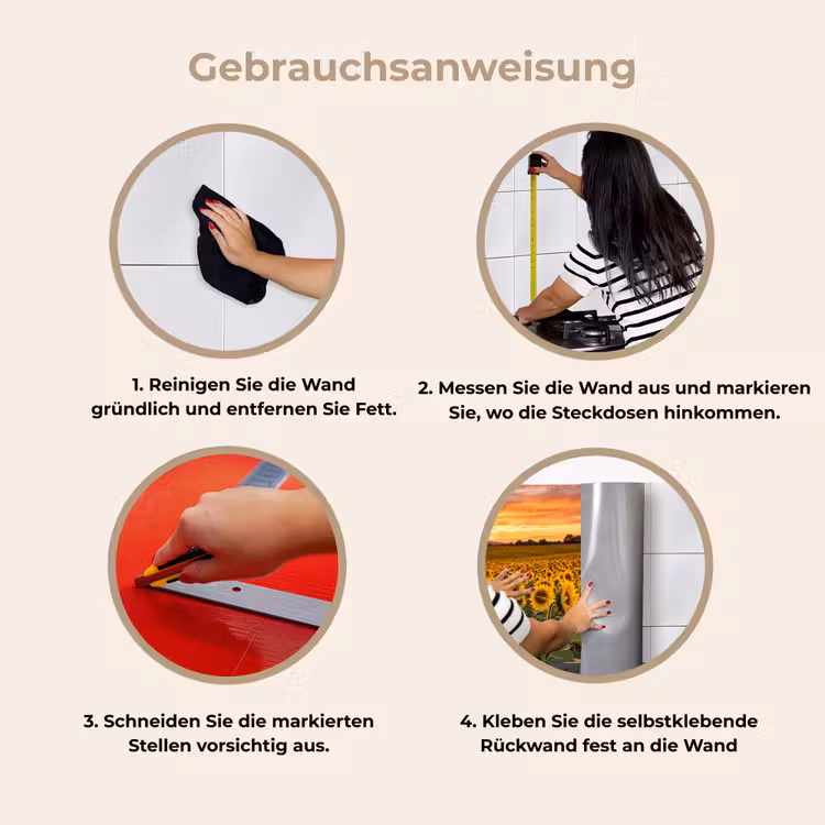 Zonnebloemen - Heuvellandschap - Geel keuken achterwand 2 middel -gebruiksaanwijzing_DE