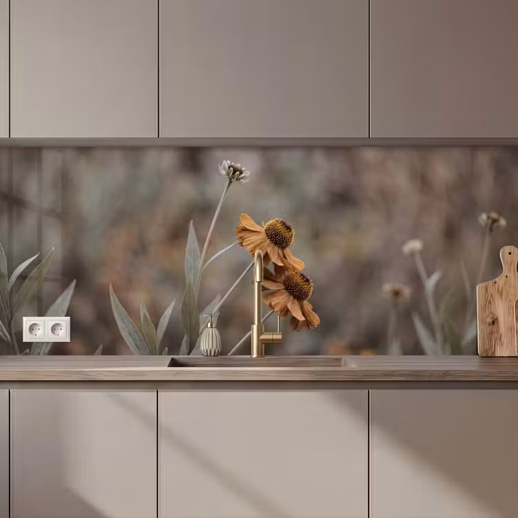Zonnehoed - Droogbloemen - Geel - Warm keuken achterwand 2 middel zz_3dshopping