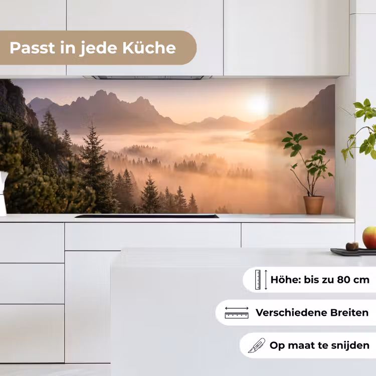 Zonlicht - Mist - Bergen - Bomen keuken achterwand 2 middel -sfeer4_DE