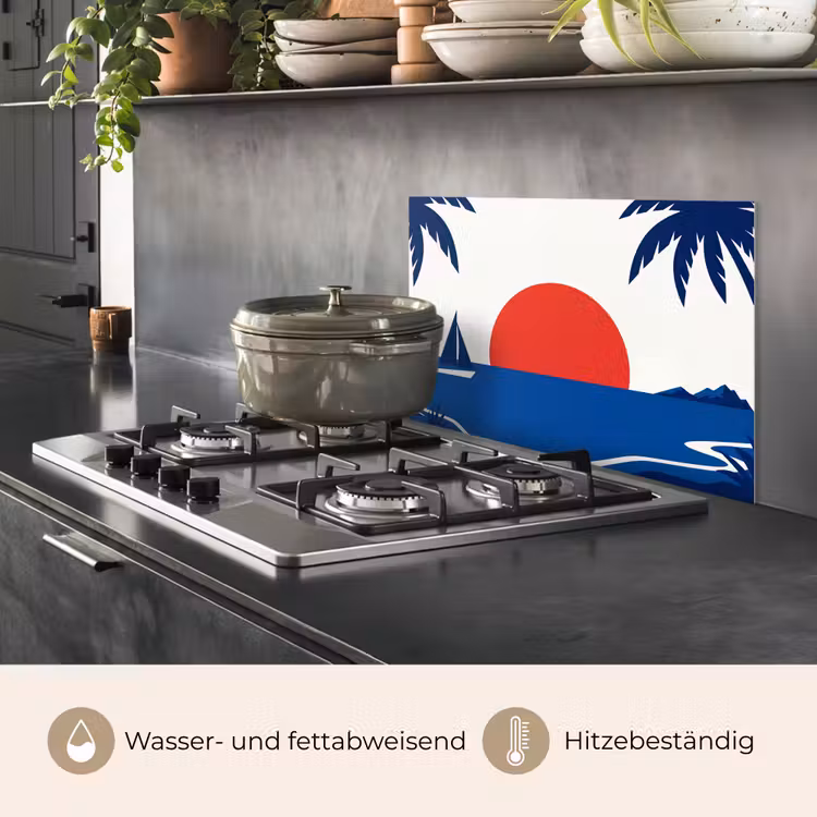 Zonsondergang - Zee - Palmboom - Tropisch - Modern keuken achterwand spatscherm klein -usp_DE