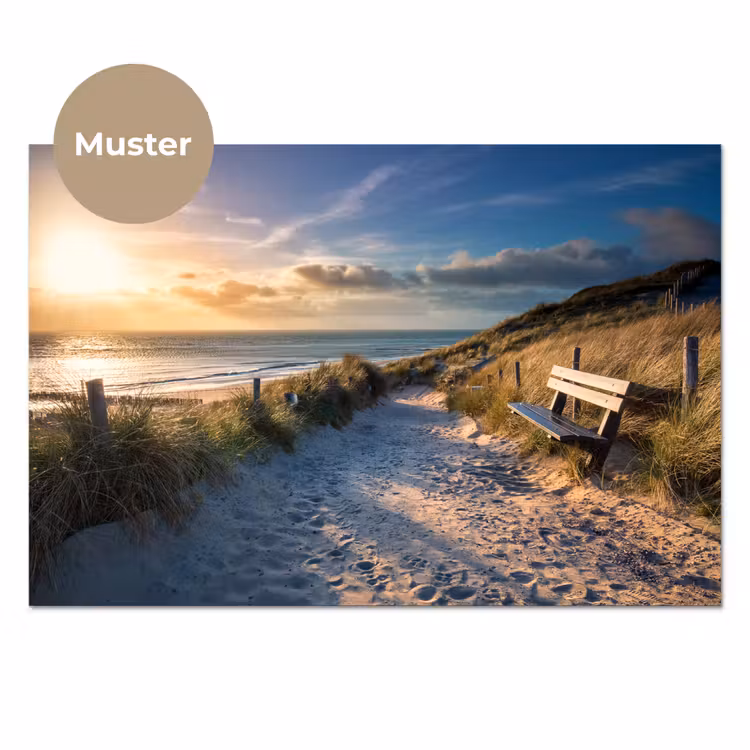 Zonsondergang - Strand - Duin - Gras - Bank keuken achterwand sample klein -3d_DE
