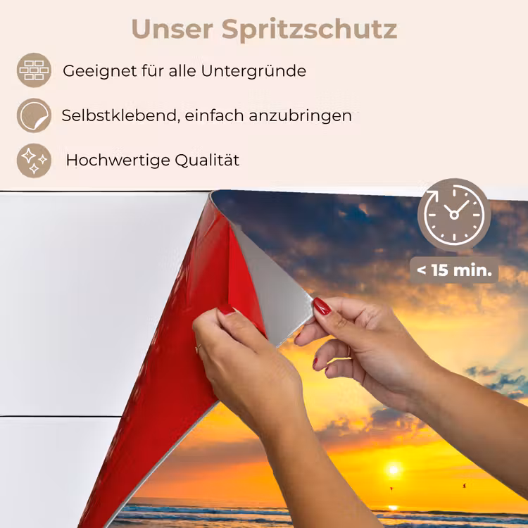Zonsondergang - Strand - Zee - Wolken - Oranje keuken achterwand spatscherm klein -spatscherm_DE