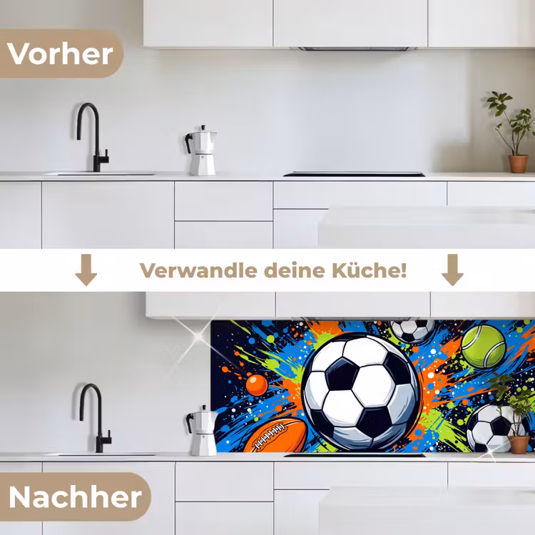 Sport - Ballen - Kleurrijk keuken achterwand 2 middel -voor-na_DE