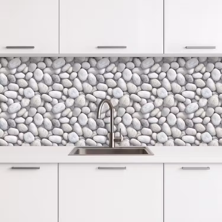 Steentjes - Grijs - Ovaal keuken achterwand 2 middel 871 -3d