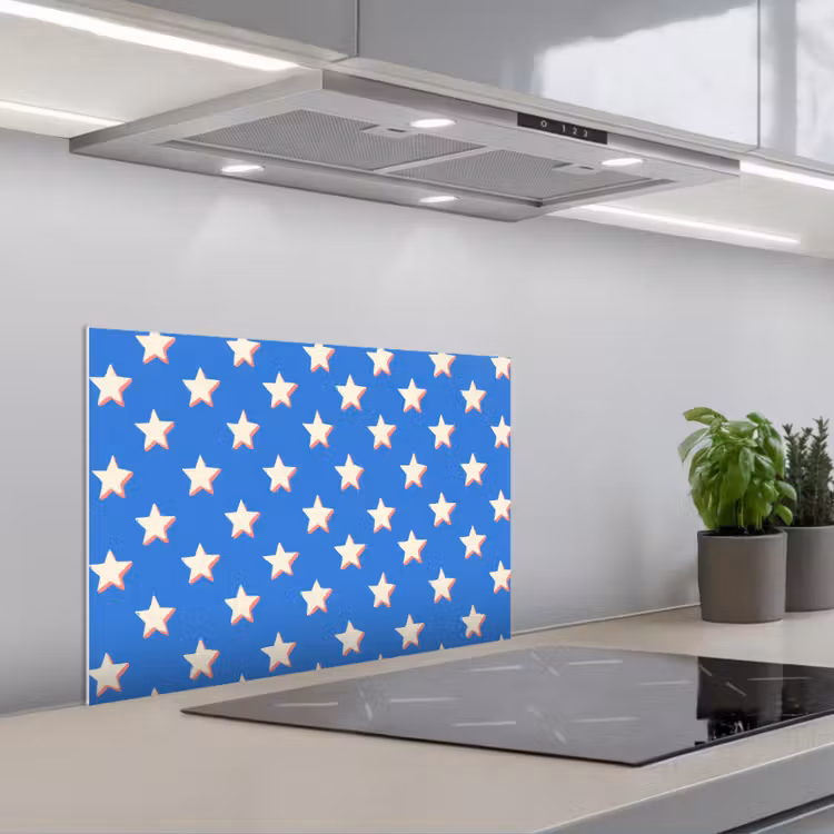 Sterren - Patroon - Blauw keuken achterwand spatscherm klein 900 -3d_schuin