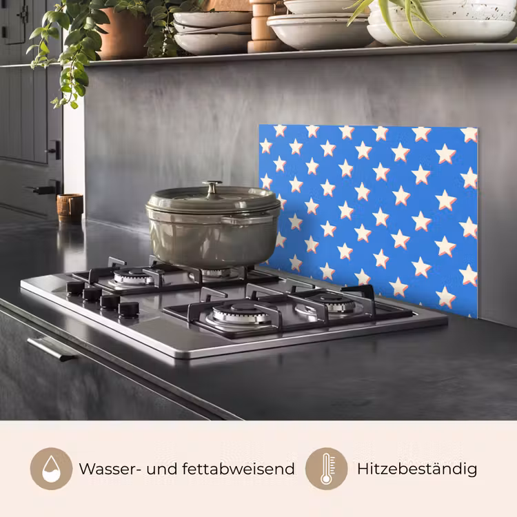 Sterren - Patroon - Blauw keuken achterwand spatscherm klein 900 -usp_DE